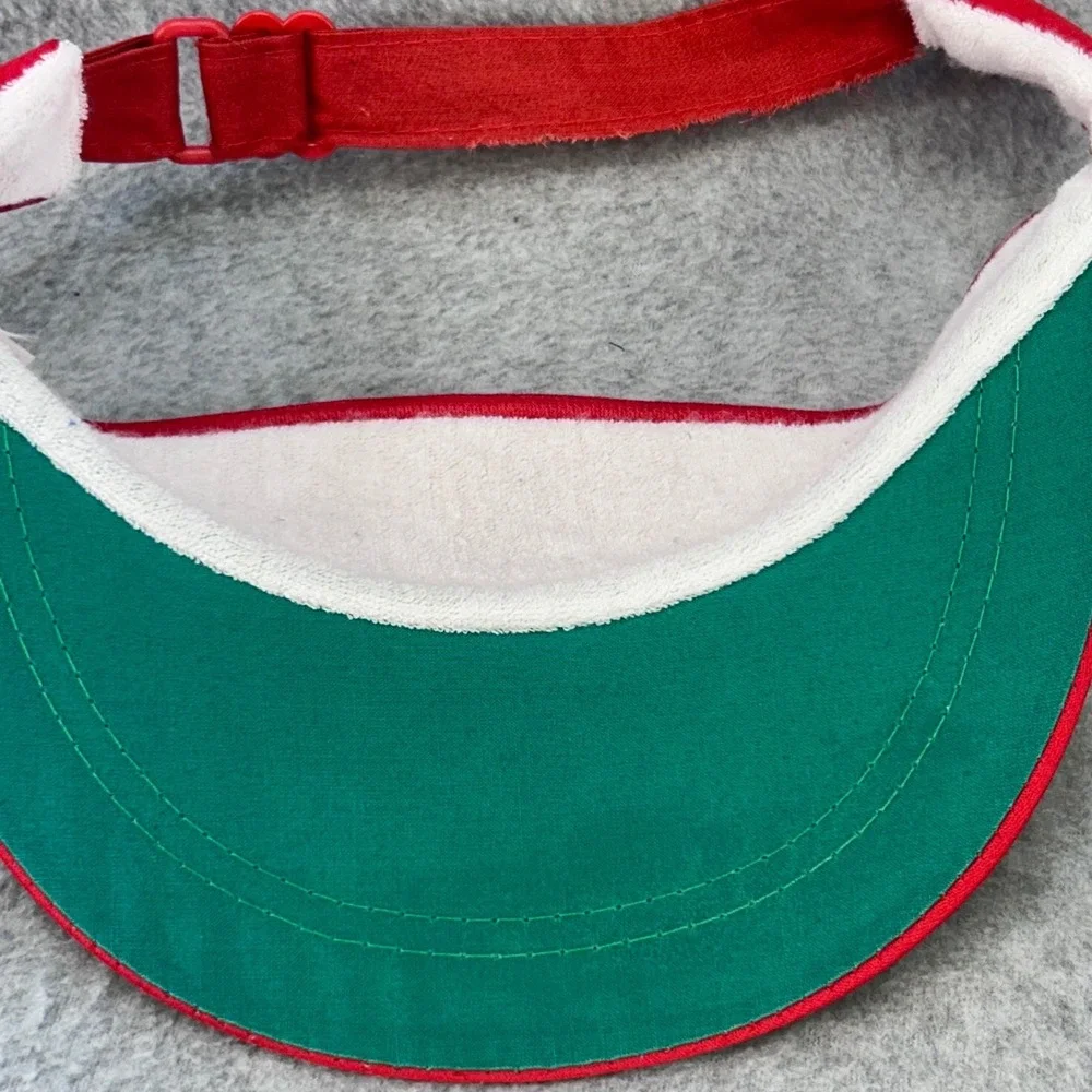 Podnuh's BAR-B-Q Mens Red Unbranded Sun Visor Vintage Logo Adjustable OSFM